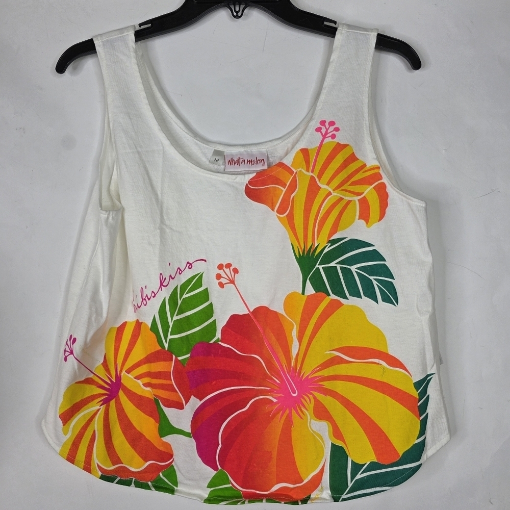 Whatamelon hibiscus print Sleevesless top